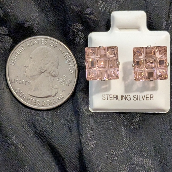 🆕 Pink Simulated Topaz CZ Earrings 925 Sterling Silver Earrings - Picture 9 of 9